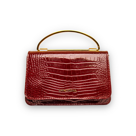 merlot oxblood top handle mini handbag
