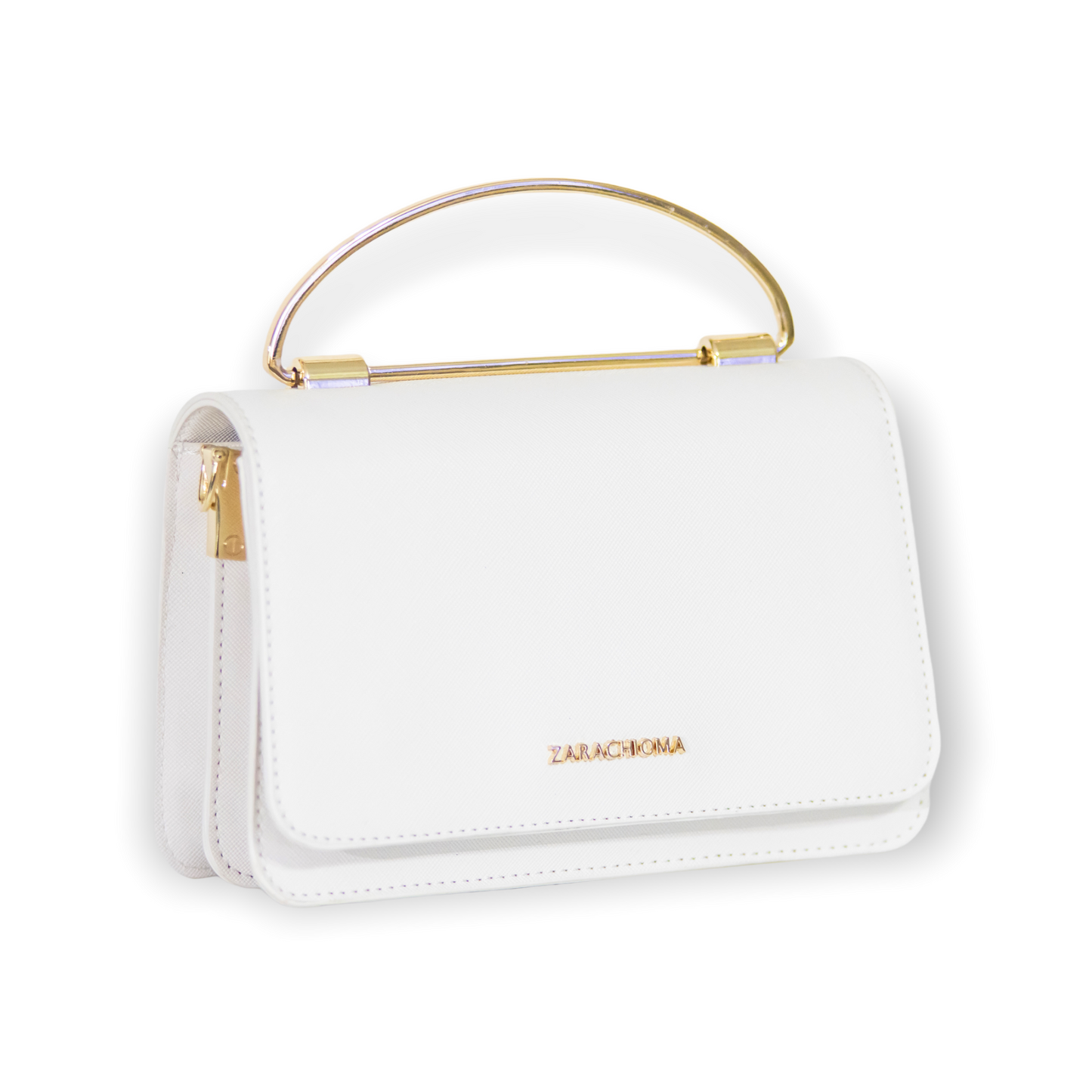 Winnie Mini Front Flap Top Handle bag in white