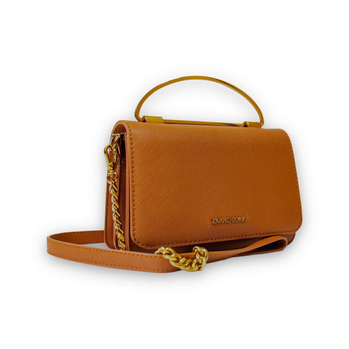 Winnie Mini Front Flap Top Handle bag in Cognac Brown