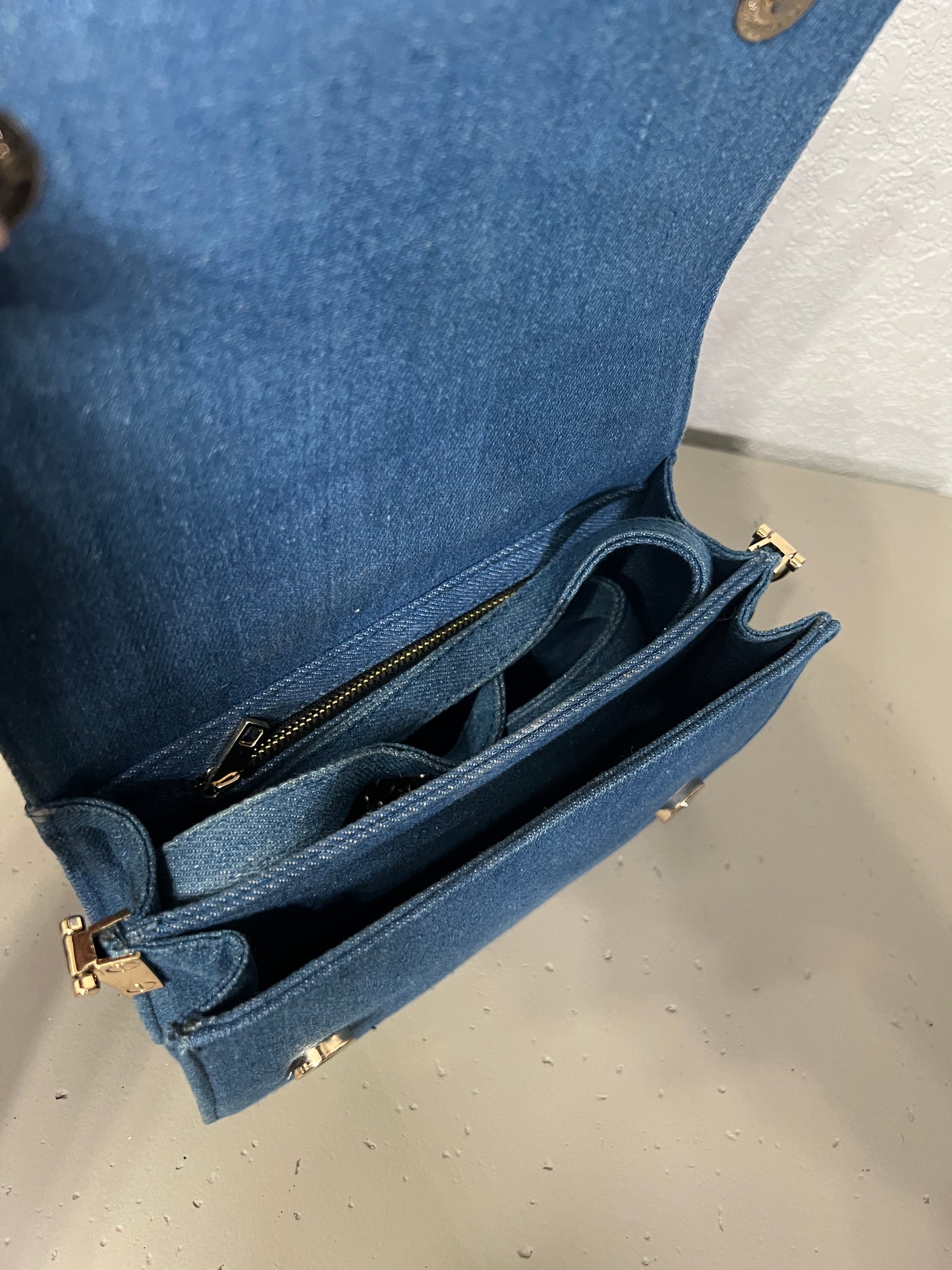 SAMPLE SALE Winnie Mini Front Flap Top Handle bag in dark denim