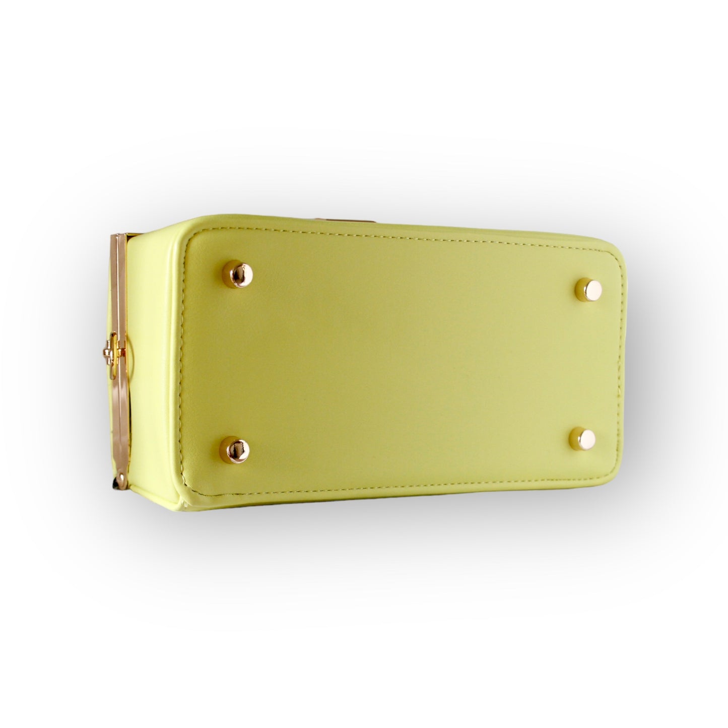 Zuri top handle mini bag with gold clasp in Lime Green